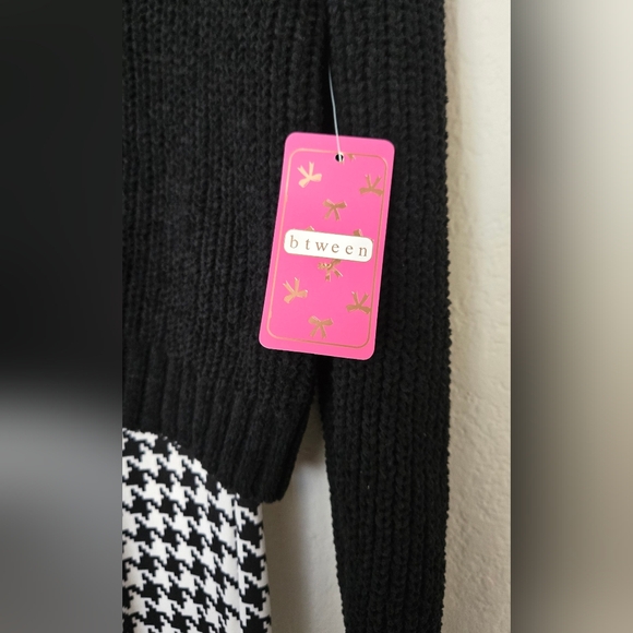 btween Black Knit Top with Houndstooth Bottom - Picture 3 of 7